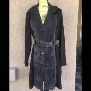 Cynthia Rowley Suede & Rabbit Fur Sweater Jacket